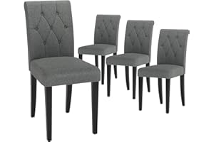 Welzona Upholstered Dining Chairs Set of 4, Button Tufted Parsons Chair with Solid Wood Legs - Modern Fabric Side Chairs for Dining Room/Kitchen/Restaurant/Hotel, Grey