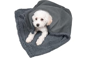 Kritter Planet Waterproof Dog Blanket - 76 x 63 cm Fleece Blanket For Small Pet, Washable Soft Plush Throw Blanket for Sofa Car Seat, Charcoal/Grey