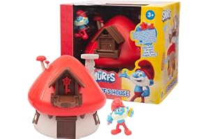 PITUFOS The Smurfs Magic Key Playset Papa House, figurhus hus med figurer 5 cm, inre ikoniska tillbehör och överraskande kara