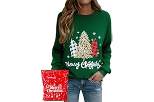 Xnova Felpa Natalizia Senza Cappuccio Donna, Felpe Natale Famiglia Divertenti Girocollo Sweatshirt Maniche Lunghe Tops Famiglia Natalizio Regali