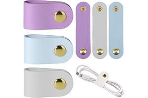 SALBSEVER 6 organizer per cavi in pelle riutilizzabili organizer per cavi in pelle da viaggio fascette per cavi di ricarica per telefono cavo di alimentazione cuffie organizer in pelle PU porta cavo multiuso