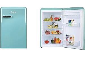 Amica VKS 15622-1 T Réfrigérateur rétro/Mini réfrigérateur pleine pièce Bleu glace/88 cm (H) x 55 cm (l) x 62 cm (P)