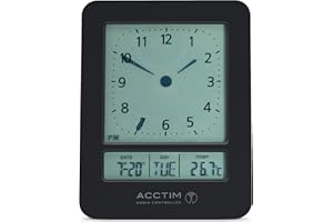 Acctim Sinclair Digital Alarm Clock Radio Controlled Dual Couples Crescendo Alarm Date & Temperature Display Black