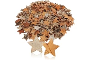 com-four® 200-teiliges Streudeko-Set Sterne - Konfetti für Hochzeit & Party aus Birkenholz - Zubehör für DIY-Projekte - Naturholzscheibchen zum Basteln (200x Stern Birkenrinde)