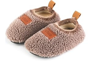 Sangyn Kids Fleece Slippers Toddler Boys Girls Winter Warm Fluffy Shoes Anti-Slip Cozy Slippers For Indoor Outdoor Wear