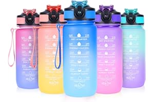 SUPPRUI Water Bottles with Straw,600ml Kids Water Bottle with time markings,Motivational Drink Bottles Leakproof and BPA-free (Blue)