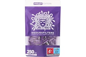 Medusafilters 250 Stück 6mm Ø Slim Premium Aktivkohlefilter mit veganen Fasercaps & Kokos Aktivkohle | Filter mit 25mm Länge made in Germany (VIOLET EDITION)