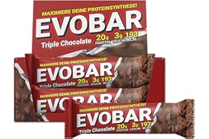 ‎EVO SPORTS FUEL EVO SPORTS FUEL EVOBAR Triple Chocolate Protein Riegel | 12 x 60g | ZERO palmöl Eiweißriegel mit 20g protein pro Bar | geprüfte Qualität | Made in Germany (1er Pack)