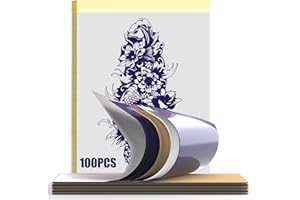 INKin 100 Hojas de Papel Transfer para Tatuajes, A4 Papel Hectográfico Profesional para Tatuaje Impresora Termocopiadora, Papel Calco Tatuaje para Plantillas de Tatuaje