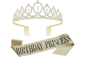 SYIJUPO Couronne Anniversaire Echarpe, Kit de Strass Couronne Anniversaire Birthday Princess Diademe Accessoire Anniversaire Très Approprié pour Décoration Cadeau Costume d’Anniversaire Fille