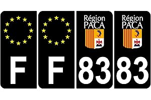 Supstick 4 Stickers Autocollants Plaques Immatriculation Auto Dept 83 Paca Noir Angles Arrondis