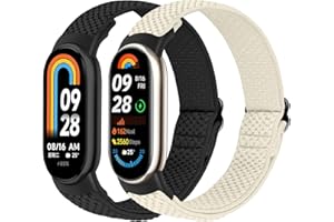 BTTNG Nylonowy elastyczny pasek kompatybilny tylko z Xiaomi Smart Band 9/Xiaomi Smart Band 8, regulowane elastyczne opaski sportowe nylonowe wymienne dla Xiaomi Mi Band 8 mężczyzn i kobiet (2 szt.)