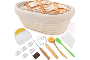 Cinnani 25cm Banneton pour Pain Ovale,corbeille à pain,Panier Fermentation Pain Set.Idéal Set de Paniere a Pain,Kit boulangerie pour pain à levain