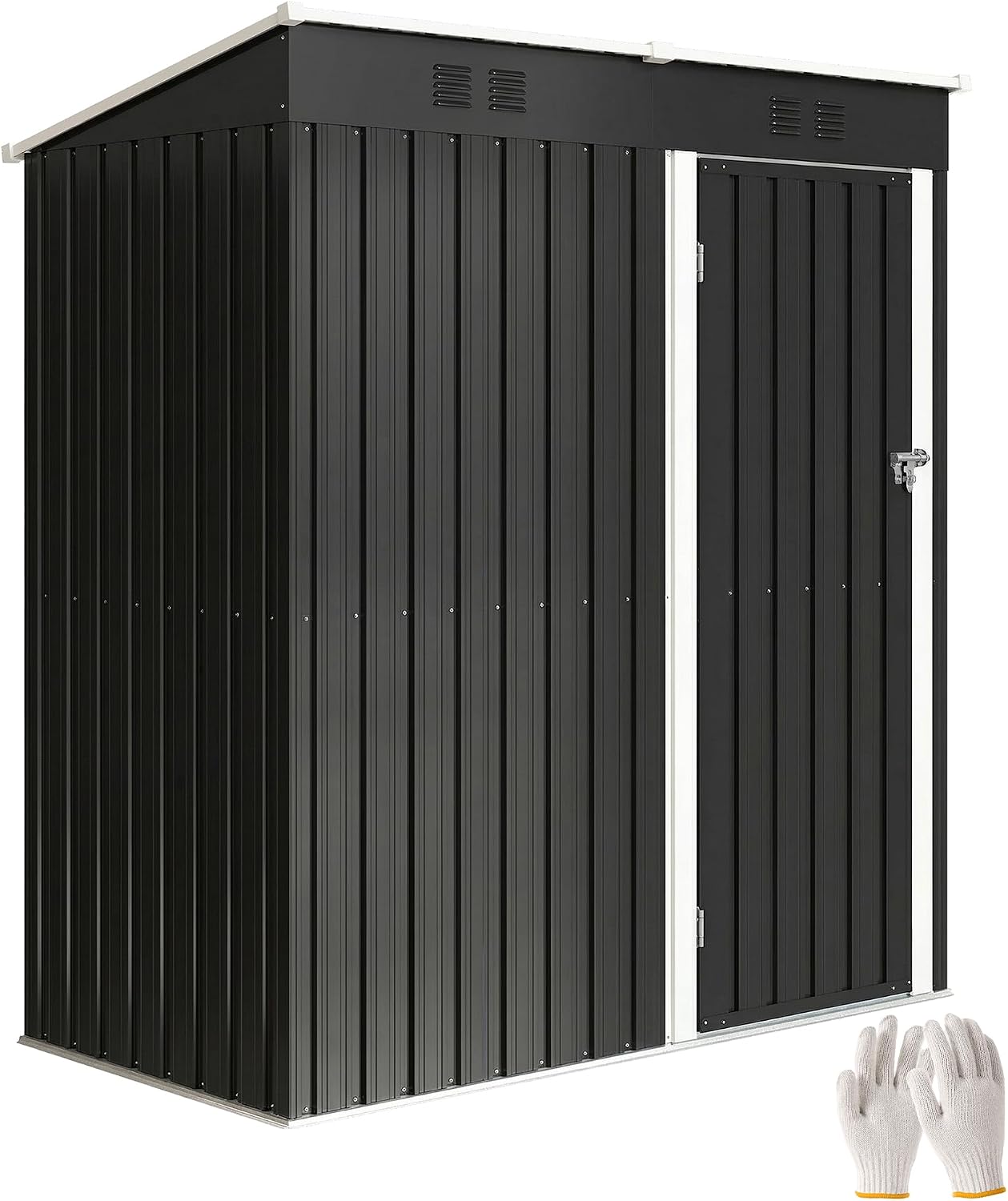 Outsunny Caseta de Jardín Exterior 1,37 m², 163x90x179 cm, Cobertizo de Jardín Exterior Metálico con Puerta con Pestillo y Ranuras de Ventilación, para Almacenamiento de Herramientas, Gris Oscuro