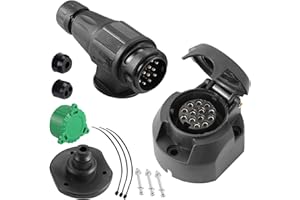 SPARKMOTO Enchufe de Remolque 13 Pins Y zócalo Remolque 13 Pines Kit,Enchufe 13 Pins para Remolque 12V Impermeable,con componentes de Montaje