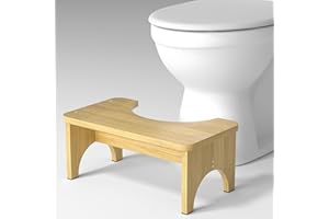 WYEWYE Bamboo Squatting Potty for Adult Toilet Stool, 6.5 Inch Non-Slip Toilet Poo Stool Adult, Kids Aid and Seniors, Original Simple Design, Bathroom Step Stool, Healthy Gift for Family