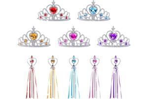 Aomig Princess Dress Up Accessories Set, 10 Piece Elsa Costume Jewellery Toys with Princess Crown Tiara and Magic Wand, Elsa Princess Dress Up for Girls Birthday Party Halloween Cosplay
