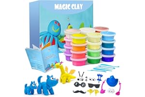 ESSENSON Modelling Clay Kit - 24 Colours Air Dry Magic Clay for Kids, DIY Modelling Clay with Tools, Animal Accessories, Kids Craft Gift for Boys and Girls aged 3-12 Years