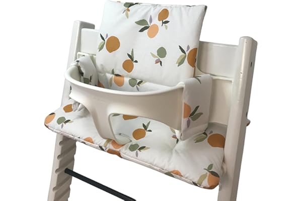 LUCCA kids Coussin pour chaise haute Stokke Tripp Trapp - avec revêtement laminé pour un nettoyage facile (fruits blancs)