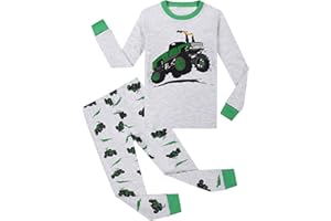 MIXIDON Pyjama Garçon Dinosaure Requin SUV Manches Longues Hiver Coton Chaud Ensemble de Pyjamas Garçon Vêtement de Nuit 2-10 Ans