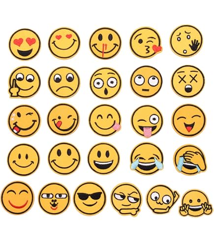 Bügelbild-Patch Applikationen – Happy Face, Augen, Nase, Mund, 1,5–6 Cm