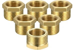 6 Pezzi Riduttore in Ottone Adattatore da 1/2 a 1/4 Pollice (AG Ø 20mm x IG Ø 12mm) Riduttore, Filettatura Maschio a Nipplo Filettato Femmina, Raccordo Filettato per Tubi dell'acqua (1/2" auf 1/4")