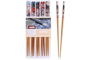 HONGYANTECH 5 Paia bacchette, per hotel, ristoranti, Bacchette Giapponese Cinese Stile Sushi Regalo bacchette cinesi riutilizzabile , ecologico e sicuro, superficie liscia, alta qualità (gatto)