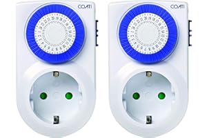 COATI SIMON - Pack 2 Mini Programador Analógico Diario, Enchufe Temporizador Programable, Compacto y Analógico, Intensidad 16A, 230V/50Hz, Color Blanco (2 Unidades)