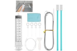 Realjoy 11 Pezzi Kit Pulizia Frigorifero,Kit Pulizia Foro di Scarico Frigorifero,Spazzola per Pulizia+Siringa+Spazzola Morbida+ Raschietto+Tappo del Foro di Scarico+Asciugamano