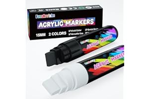 FansArriche Pennarello acrilico, punta in feltro jumbo da 15 mm, impermeabili e permanenti in bianco e nero per marcatori, cartelli, calligrafia e dipinti all'aperto