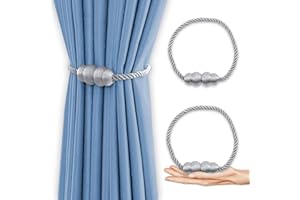 Zamety 2 Stück Vorhang Raffhalter, Raffhalter für Vorhänge, Magnetische Raffhalter für Gardinen, Silber Grau Gardinenraffer, Rückwärtige Gardinenhalter Raffhalter für Haus Büro Dekoration