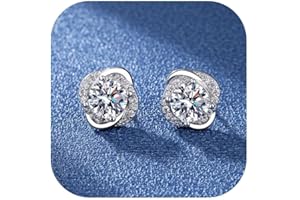 GENERISCH Orecchini da donna, in argento Sterling 925, con diamanti, ipoallergenici