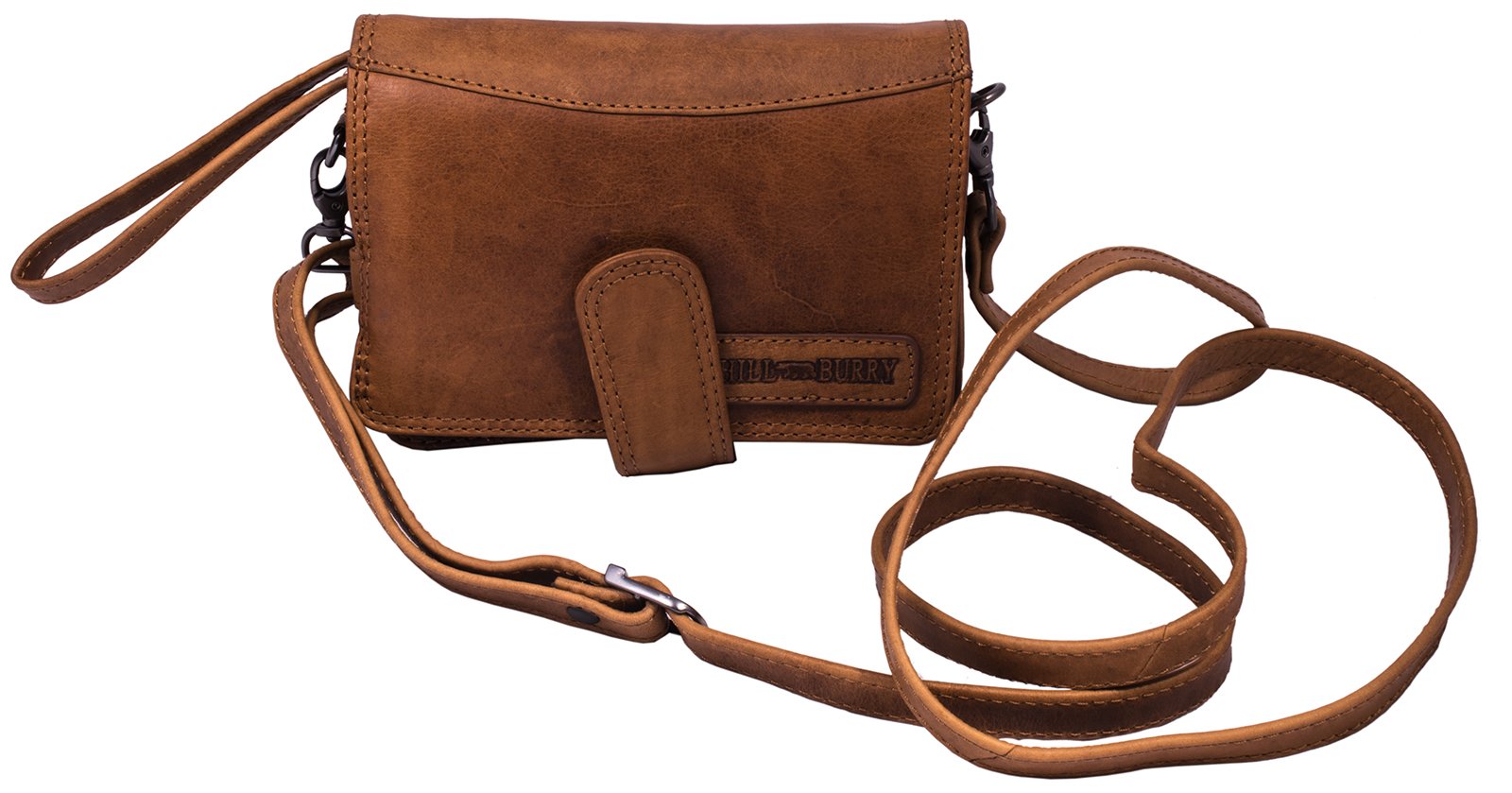 Hill-Burry-Sac--bandoulire-en-Cuir-Portefeuille-de-VoyagePortefeuille-en-Cuir-de-Vachette-tann-naturellement-Organisateur-Sac-de-PoignetSac--Documents-Purse