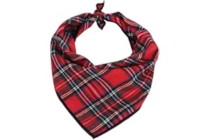 LYQAQ Dog Christmas Bandanas,1Pcs Washable Bibs Scarf,Red Tartan Pet Dog Kerchief,Cotton Triangle Dogs Scarfs,Dogs Christmas Costume for Small Medium Large Dogs and Cats