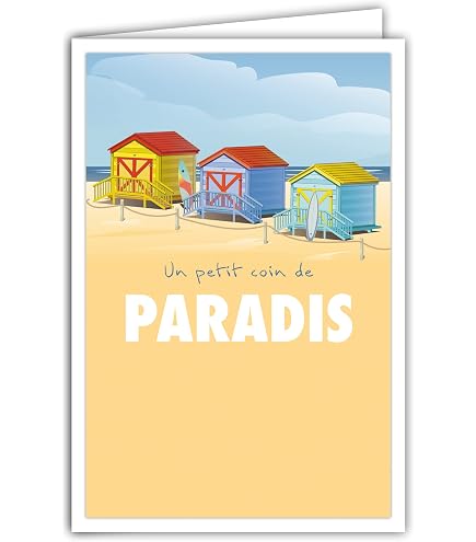 Carte Joyeux Anniversaire Rétro Format Poster 17x11,5 Cm - Illustration Femme Face à La Mer - Fabriquée En France, Papier PEFC