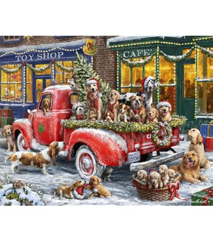 Weihnachtspuzzle „Christmas Delivery“ – 1000 Teile, 68x49 Cm, Mit Hundemotiv, Aus Recyceltem Material