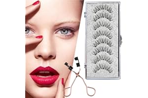 Faux Cils Magnetique Aimanté sans colle Cils Magnétique Naturel 3d Waterproof Effet sans Eye-Liner Réutilisables,avec Applicateur(2 paires)