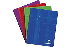 Clairefontaine 69741C Notatnik z tylną książeczką - 17x22 cm - 192 duże strony - Biały papier 90 g - Pokrowiec na karty laminowane losowo kolor