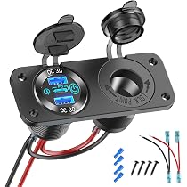 Doppia presa per caricabatteria da auto veloce doppia USB QC 3.0 12V/24V impermeabile con interruttore presa di corrente per adattatore di ricarica Quckly per auto  34