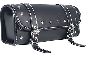 JLOBAMOT PVC Faux Leather Universal Fork Bag - Motorcycle Handlebar Tool Bag - Black38