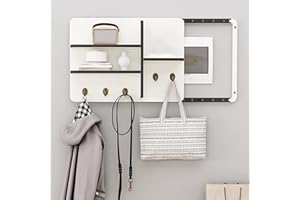 MINGLEZ Copri Cassaforte a Muro Copertura in Legno per Scatola Interruttori con Ripiani e Ganci, Copertura Multifunzionale per Scatola Fusibili da Interno per Parete Decorativa, Copertura per Scatola Contator