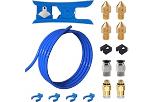 HIKUDIY Tuyau Capricorn Bowden de 1 m, coupe-tuyau PTFE, 2 raccords pneumatiques PC4-M6 et PC4-M10, 2 chaussettes en silicone, 4 buses MK8 pour Ender 3/Ender 3 Pro/Ender 3 V2/Ender 5/CR-10/10S
