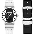 Kenneth Cole Quartz Analog Black Dial Leather Strap Watch for Women-NDKCWLA2106001LD
