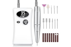 Urbuti Torno para Uñas Profesional 35000 rpm, 11 en 1 set de Manicura Eléctrica, lima de Uñas Eléctrica Recargable, Set de Manicura para Salón DIY