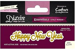 Crafter's Companion Diesire-Essentials Only Words-Happy New Year, Metal, 6.3 x 9.7 x 0.1 cm