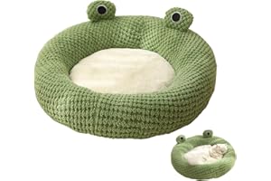 JINGTOPS Cama para Gatos, Cama para Mascotas Gato Cueva Casa para Gatos en Interiores y Cojín para Dormir Cálida Suave Forma Rana con Fondo Antideslizante Cama para Gatos Perros (Medium-50cm, Redondo)