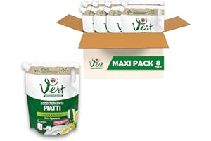 CHANTECLAIR VERT Vert - Ecodetergente Piatti - Fragranza Limone e Basilico, 100% Origine Naturale, Funzione Extra Sgrassante e Risciacquo Facile, Ipoallergenico, Adatto anche a Pelli Sensibili - 8 Flaconi da 1000ml