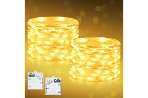 Dalugo Batteridriven ljusslinga, 5 lägen, 3 m, 30 LED med timer, 2 st varma vita ljusslingor för jul, sovrum, fest, bröllop