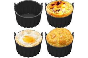 PIWOSGOL 4 Pezzi Pirottini per Friggitrice ad Aria, Stampo silicone friggitrice ad aria, Stampi per Uova in Camicia riutilizzabili, Accessori per Friggitrice ad Aria per Budini, Cupcake, Muffin