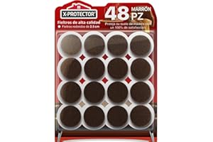 Almohadillas de Fieltro X-Protector – 48 Fieltro Adhesivo Premium Marrón 25 mm – Fieltros para Sillas – Protectores de Suelo para Muebles - Tapones para Patas de Sillas - Protector Patas Sillas